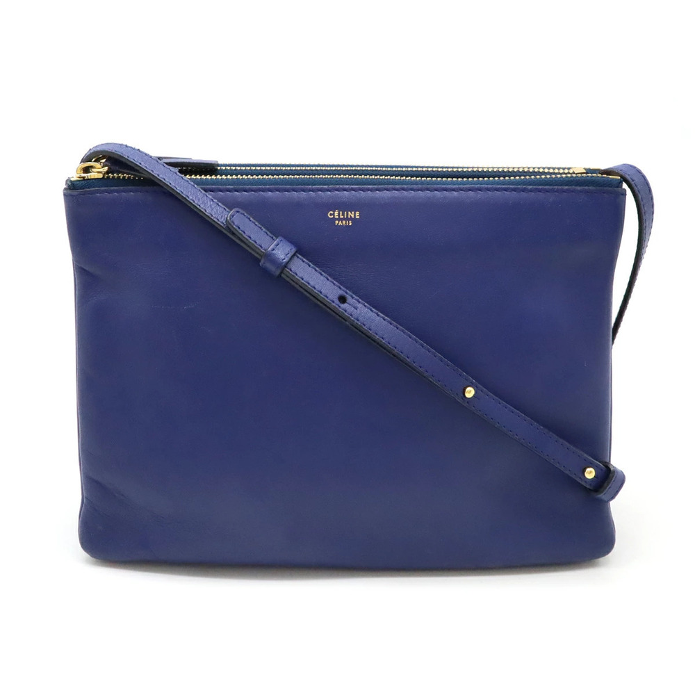 Celine Trio Crossbody Bag Leather Navy Blue